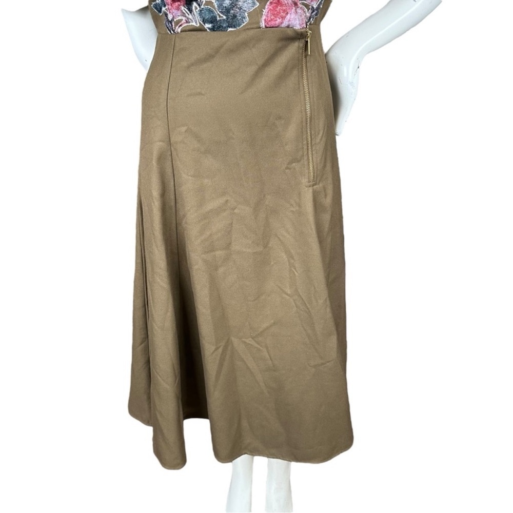 Anthropologie Hemant + Nandita Olive Green & Velvet Floral Short Sleeve Dress 6 - Picture 4 of 14